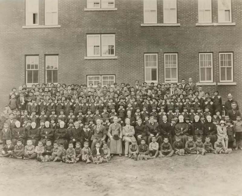 Group of students outside Red Deer Industrial School