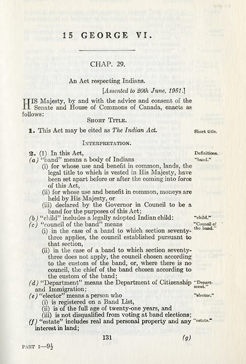 Page from Indian Act