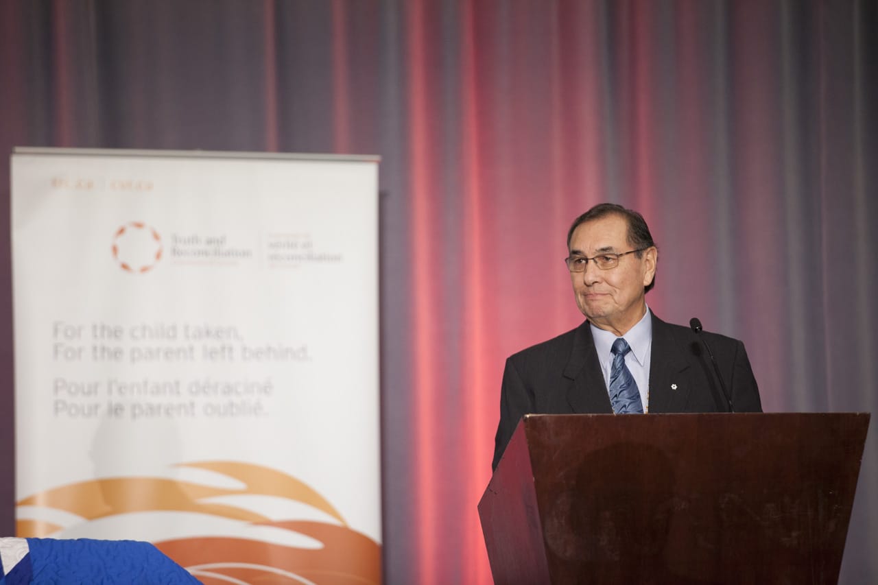 Person speaking at TRC of Canada's Closing Ceremony
