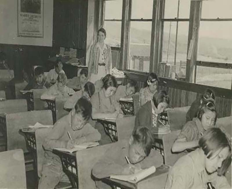 Students sitting at desks in Morley Stony School