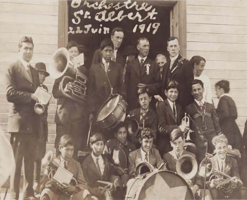 group of students in band at St. Albert Youville school
