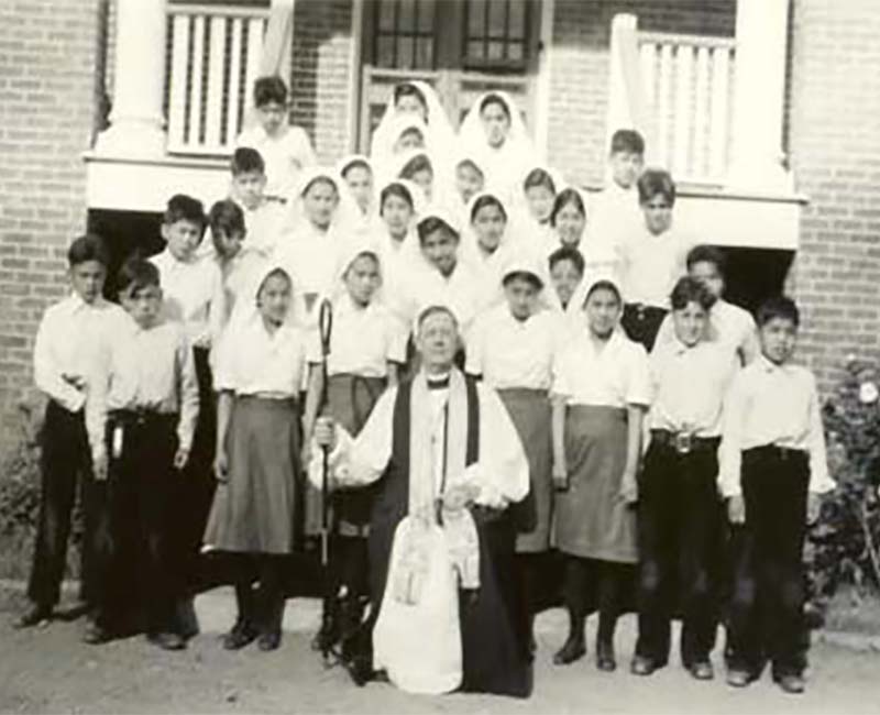 group of students in front of St. Georges school