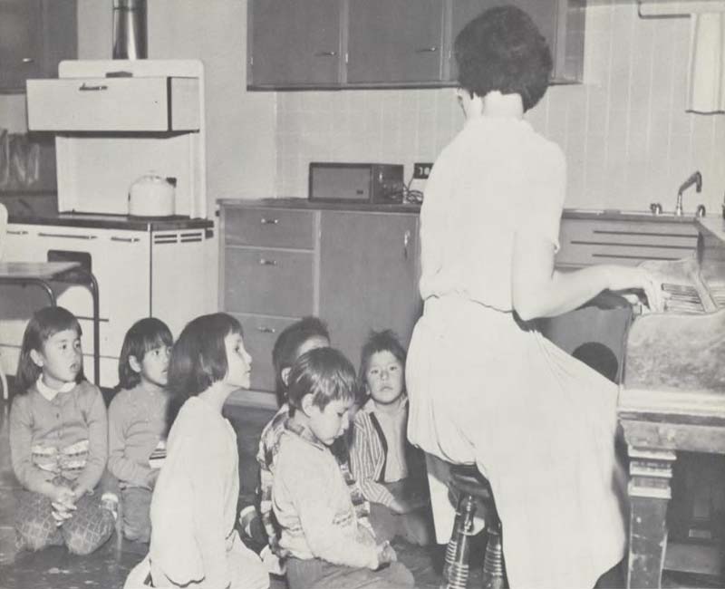 group of students in kitchen at Norway House school