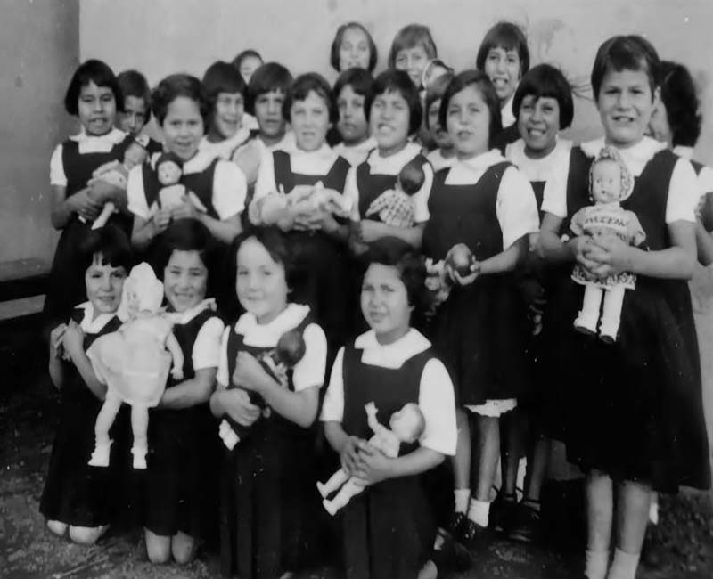 Group of students posed for photo in Shubenacadie school