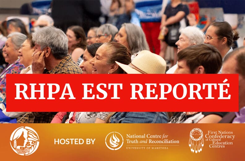 Affiche avec le texte RHPA est reporté